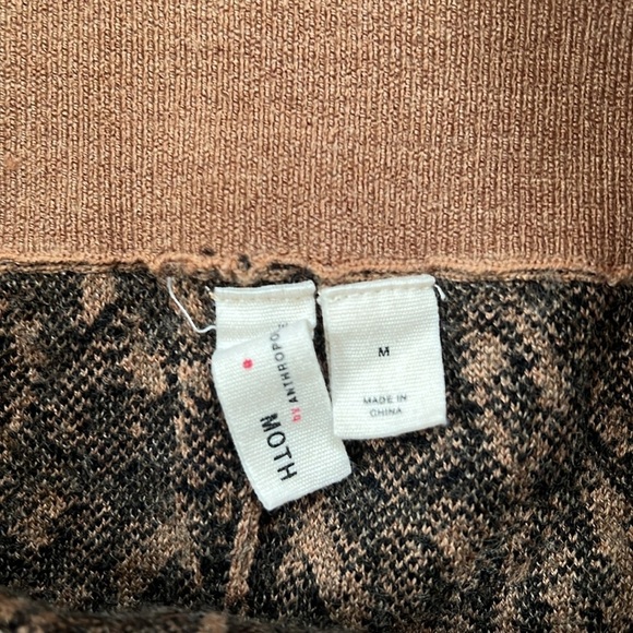 Anthropologie Moth Tan Animal Print Wide Leg Wool Blend Knit Pants Med sweater - Picture 3 of 7